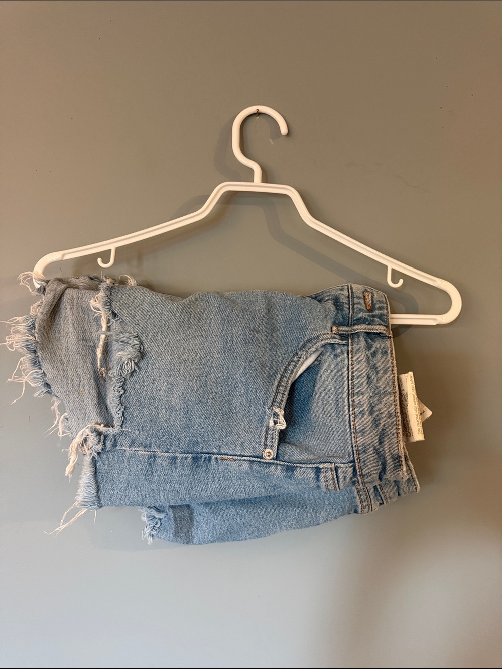 Zara Light Blue Frayed Denim Shorts